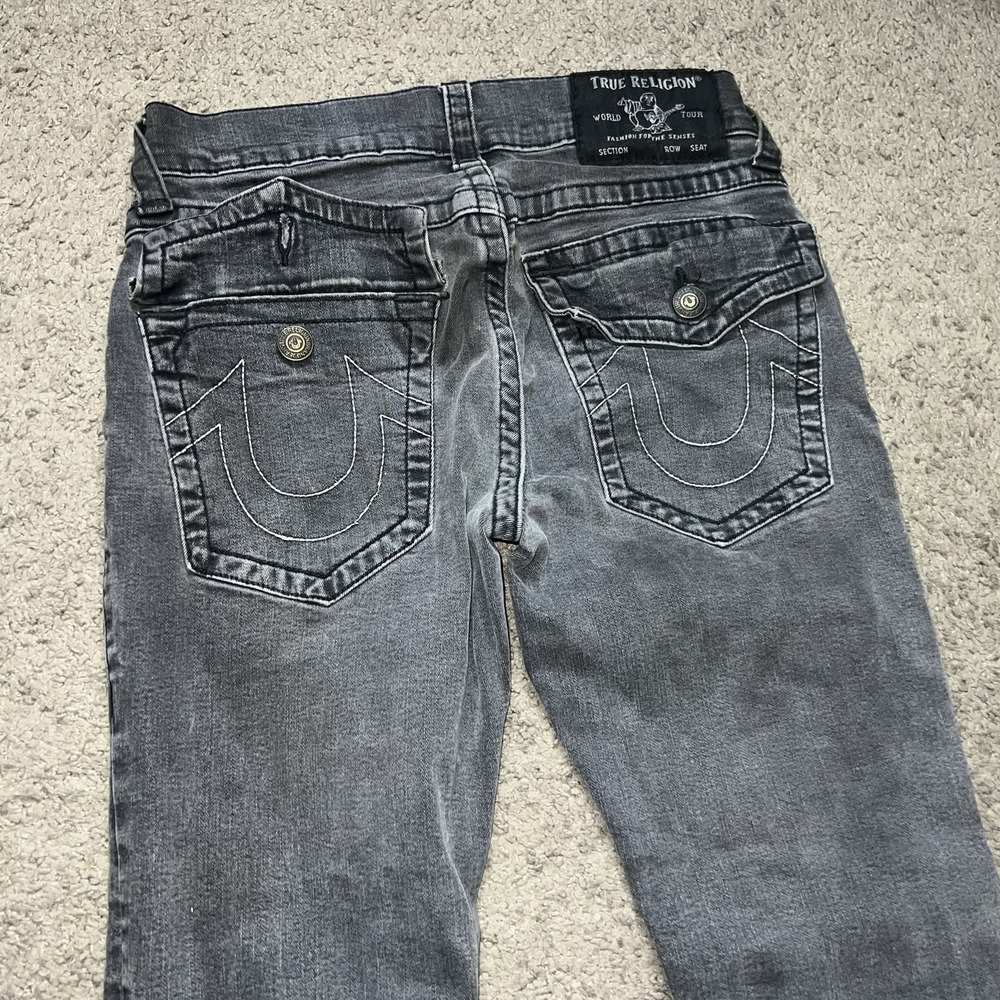 True Religion Ricky Relaxed Straight Jeans Mens 30x30 Black Dark Wash Denim